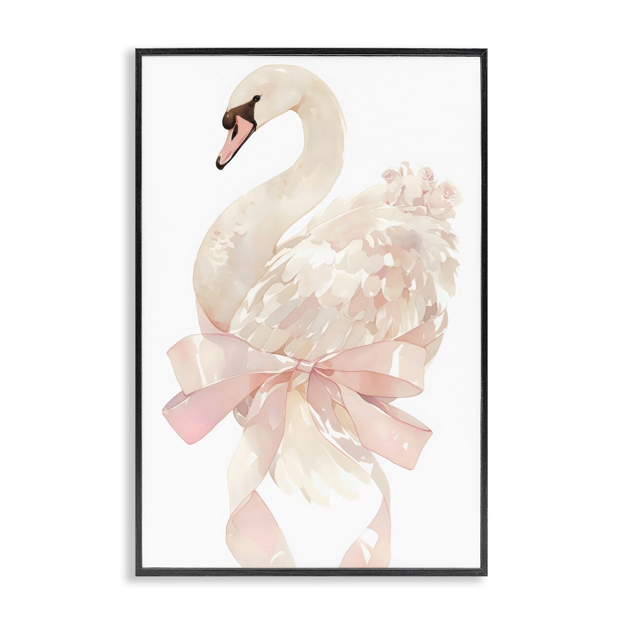 Stupell Industries Coquette Swan with Bow Framed Giclee, design by Creative Studio